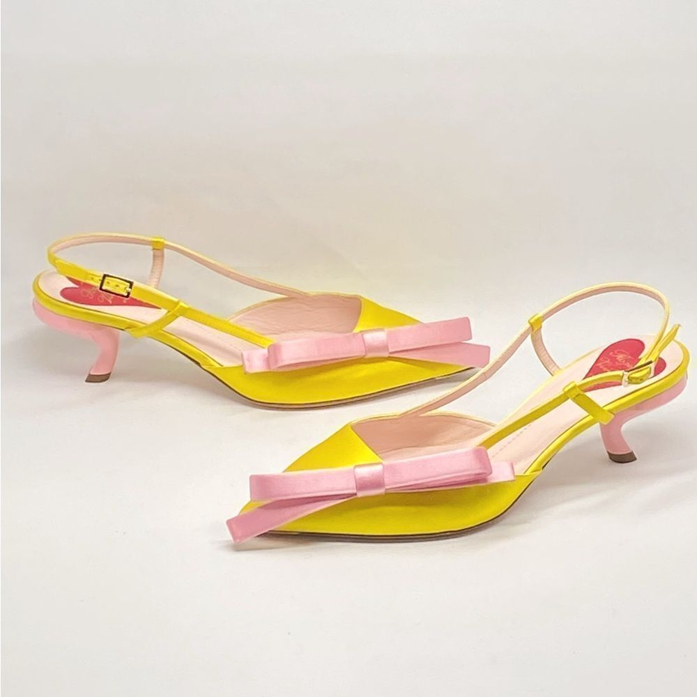 Roger Vivier 55mm Virgule Bow satin pumps size 36.5